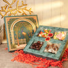 Peacock Art Diwali Treat Hamper with Chocolate Gems, Dark Chocolate & Dry Fruit Dragées