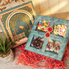 Peacock Art Diwali Treat Hamper with Chocolate Gems, Dark Chocolate & Dry Fruit Dragées
