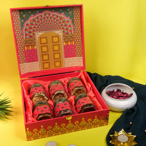 Royal Palace Diwali Hamper with Premium Dry Fruits.