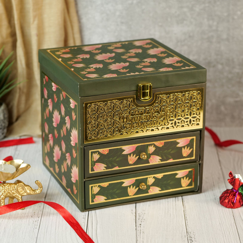Royal Floral Diwali Hamper with Premium Dry Fruits & Chocolate Delights