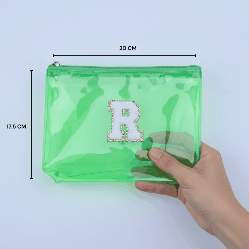 Personalized Initial PVC Pouch Bag - Green