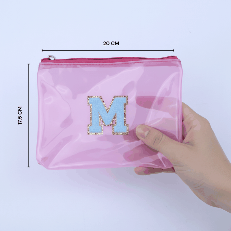 Personalized Initial PVC Pouch Bag - Mat Pink