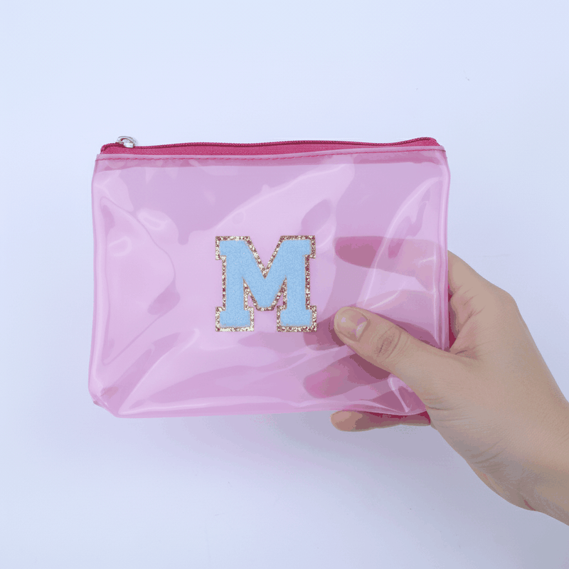 Personalized Initial PVC Pouch Bag - Mat Pink
