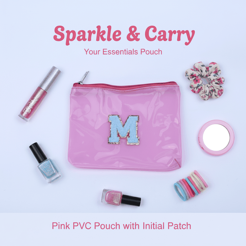 Personalized Initial PVC Pouch Bag - Mat Pink
