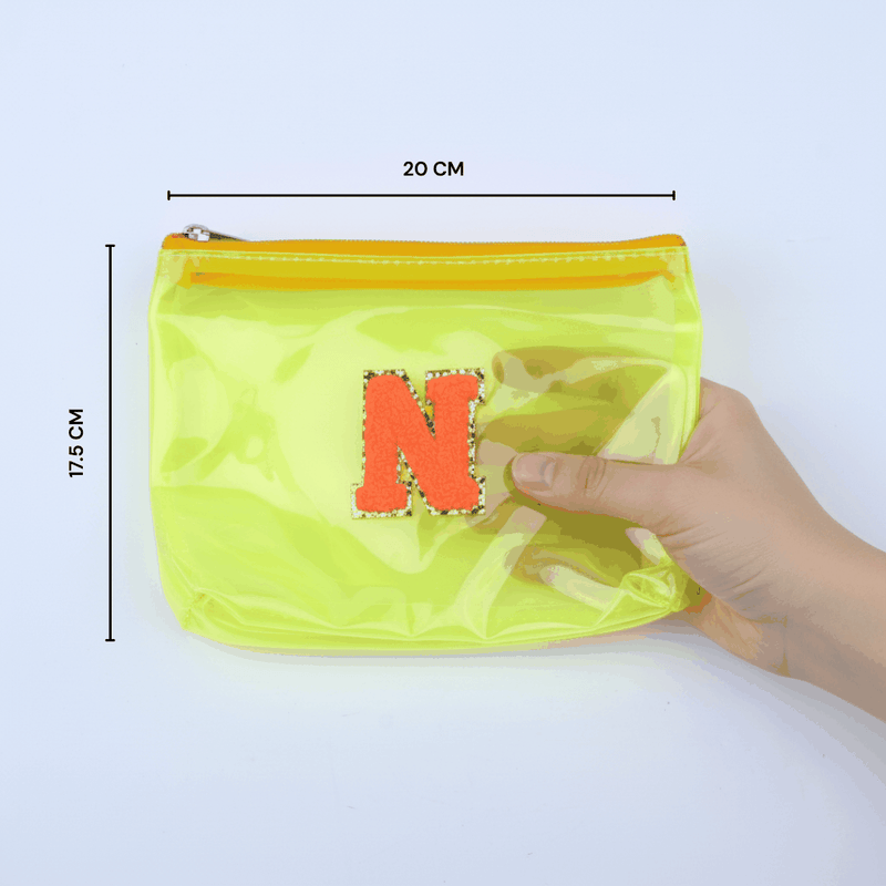Personalized Initial PVC Pouch Bag - Yellow