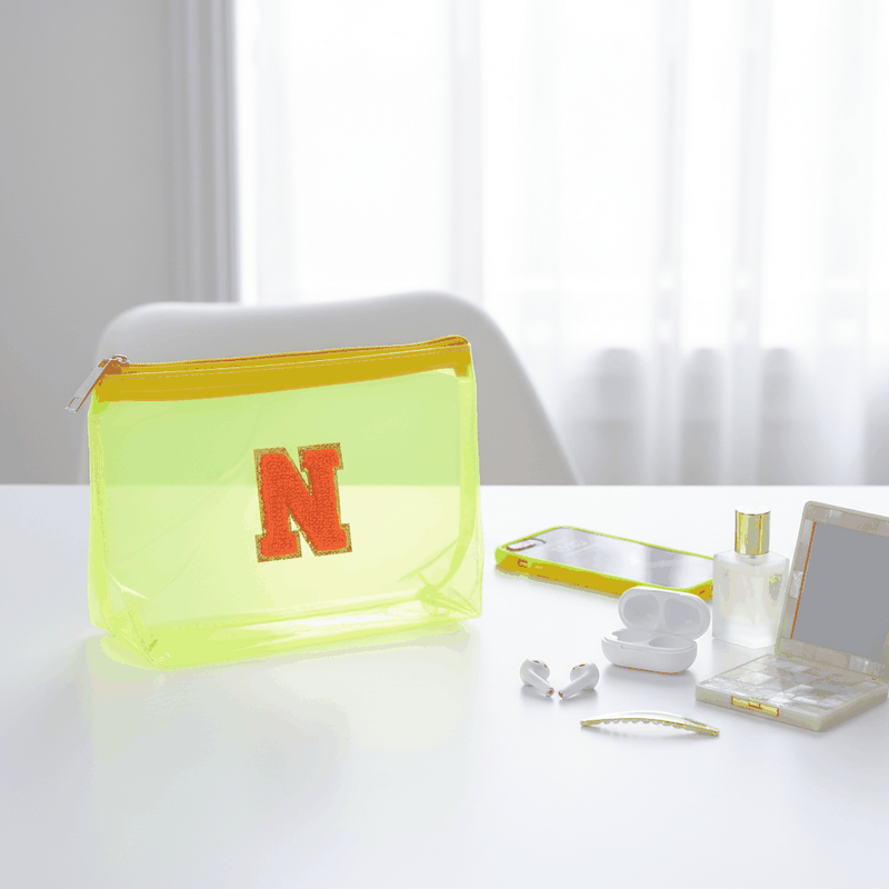 Personalized Initial PVC Pouch Bag - Yellow