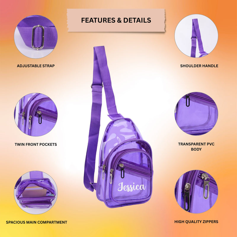 Personalized PVC Sling Bag - Purple