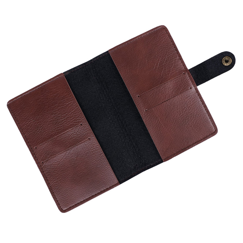 Personalized New Passport Covers Dark Brown With Button 2