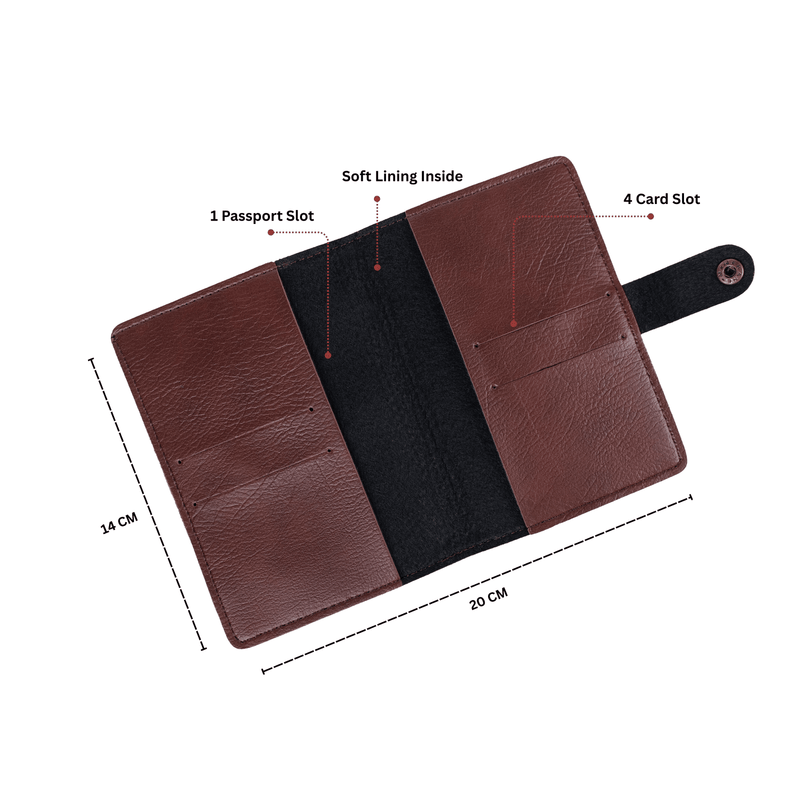 Personalized New Passport Covers Dark Brown With Button 2