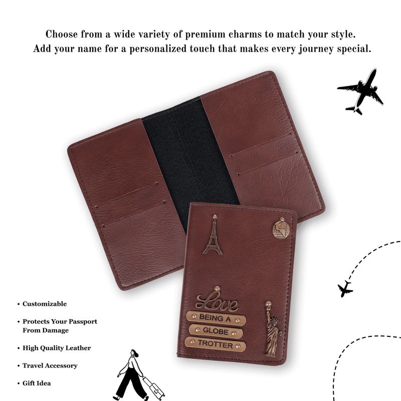 Personalized New Passport Covers Dark Brown Without Button 1