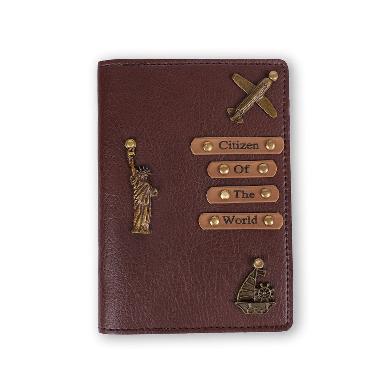 Personalized New Passport Covers Dark Brown Without Button 2