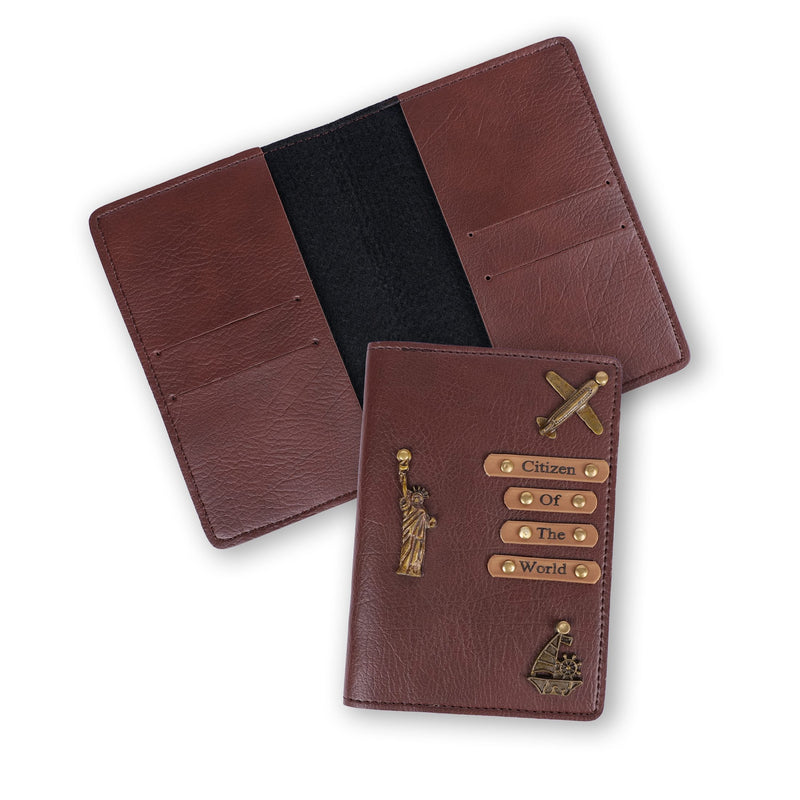 Personalized New Passport Covers Dark Brown Without Button 2