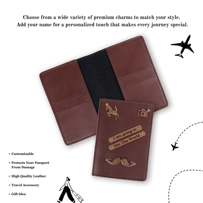 Personalized New Passport Covers Dark Brown Without Button 3