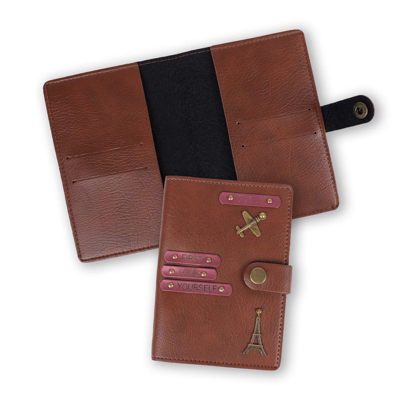 Personalized New Passport Covers Light Brown 1