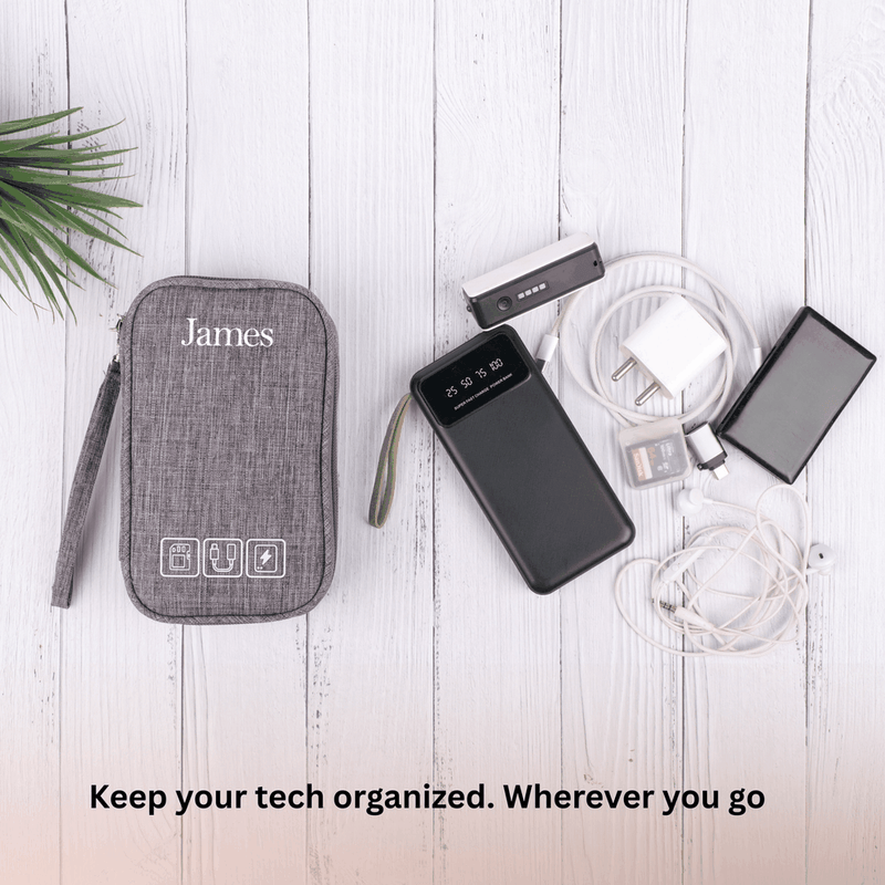Personalized Tech Organizer - Gray