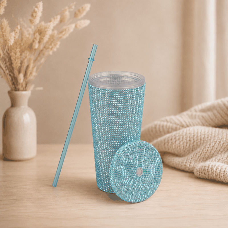 Personalized Glitter Tumbler In Two Size Long - Blue