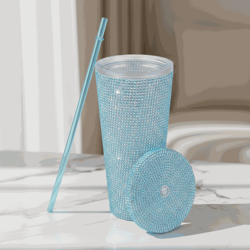 Personalized Glitter Tumbler In Two Size Long - Blue