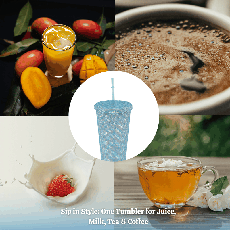 Personalized Glitter Tumbler In Two Size Long - Blue