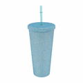 Personalized Glitter Tumbler In Two Size Long - Blue