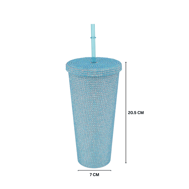 Personalized Glitter Tumbler In Two Size Long - Blue
