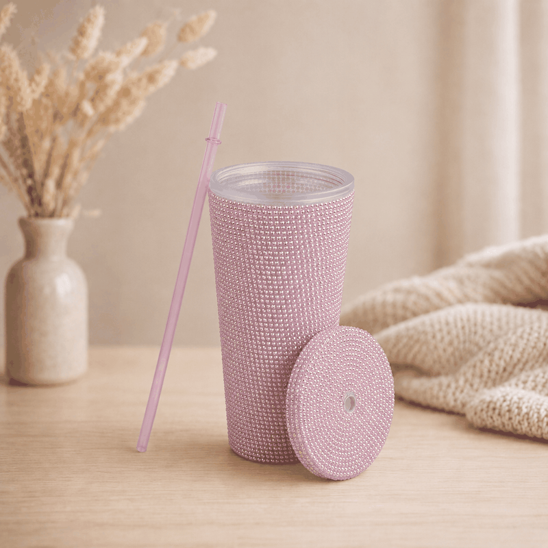 Personalized Glitter Tumbler In Two Size Long - Pink