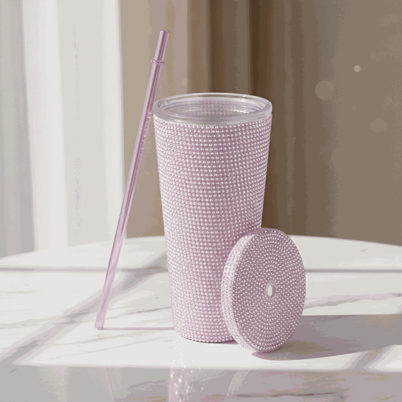 Personalized Glitter Tumbler In Two Size Long - Pink