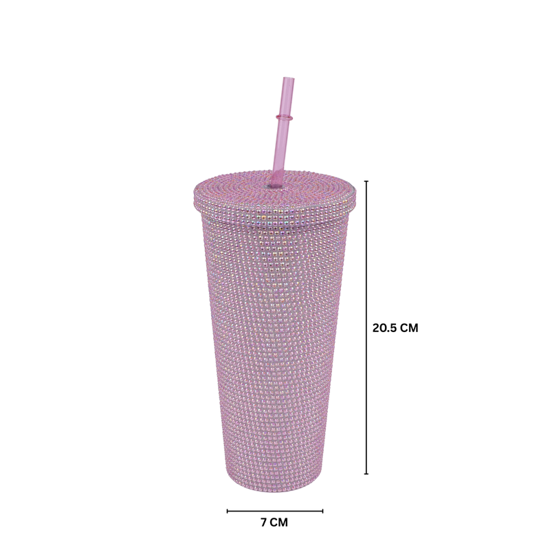 Personalized Glitter Tumbler In Two Size Long - Pink