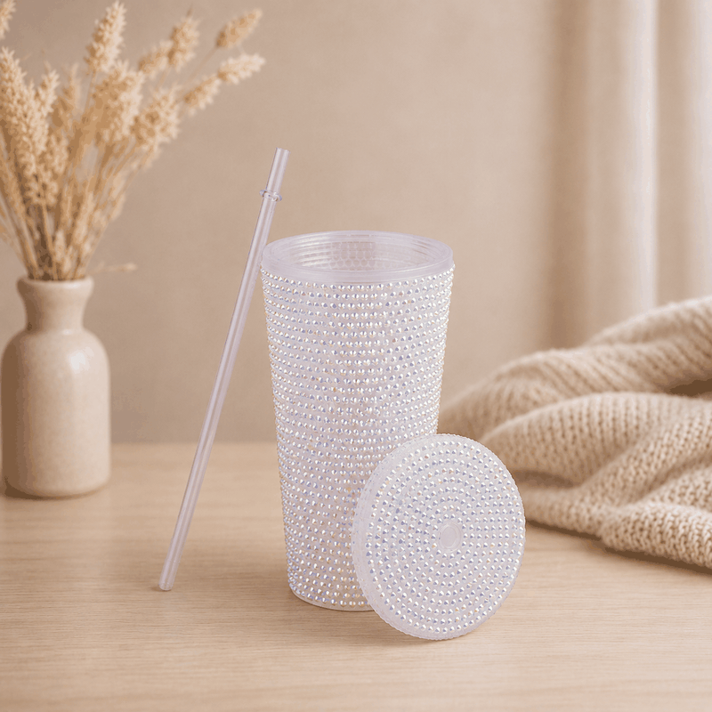 Personalized Glitter Tumbler In Two Size Short - White