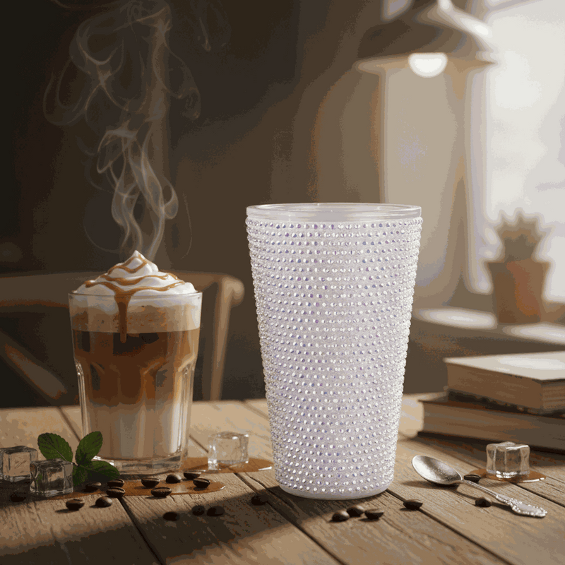 Personalized Glitter Tumbler In Two Size Short - White