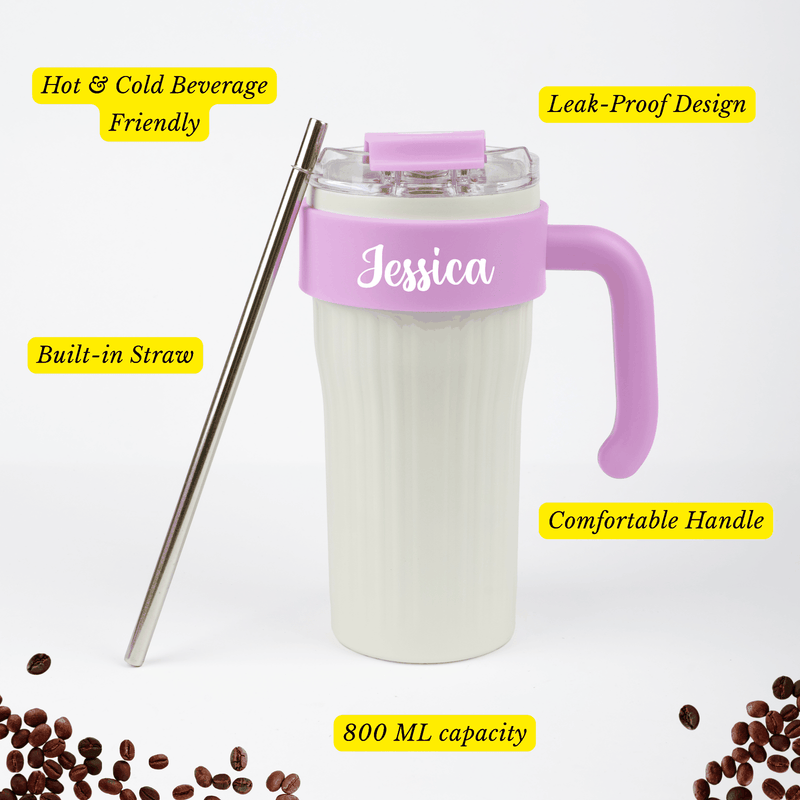 Personalized Pink Handle Tumbler
