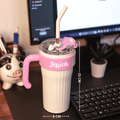 Personalized Pink Handle Tumbler