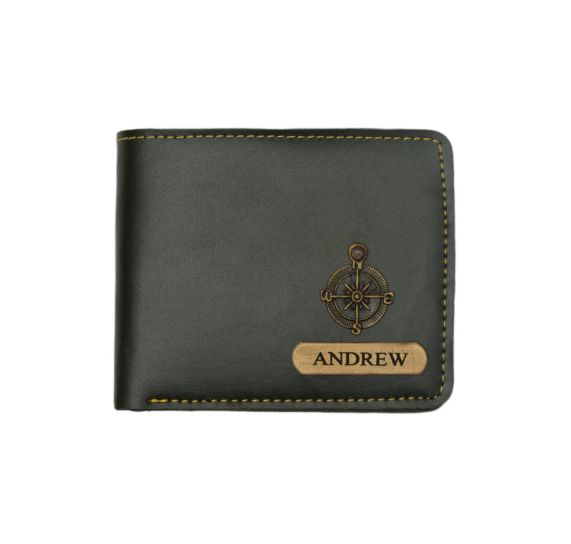 Personalized Mens Wallet - Olive Green