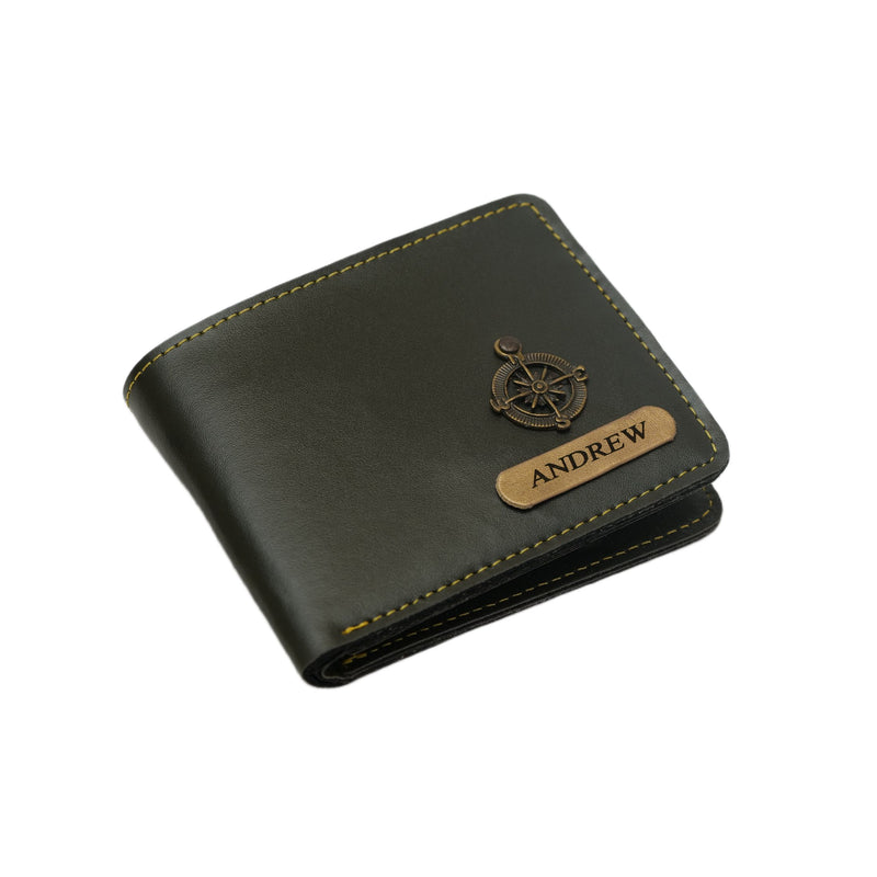 Personalized Mens Wallet - Olive Green