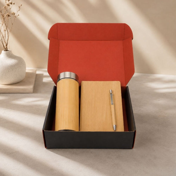 Personalized 3-in-1 Bamboo Set Pen, Diary, Bottle