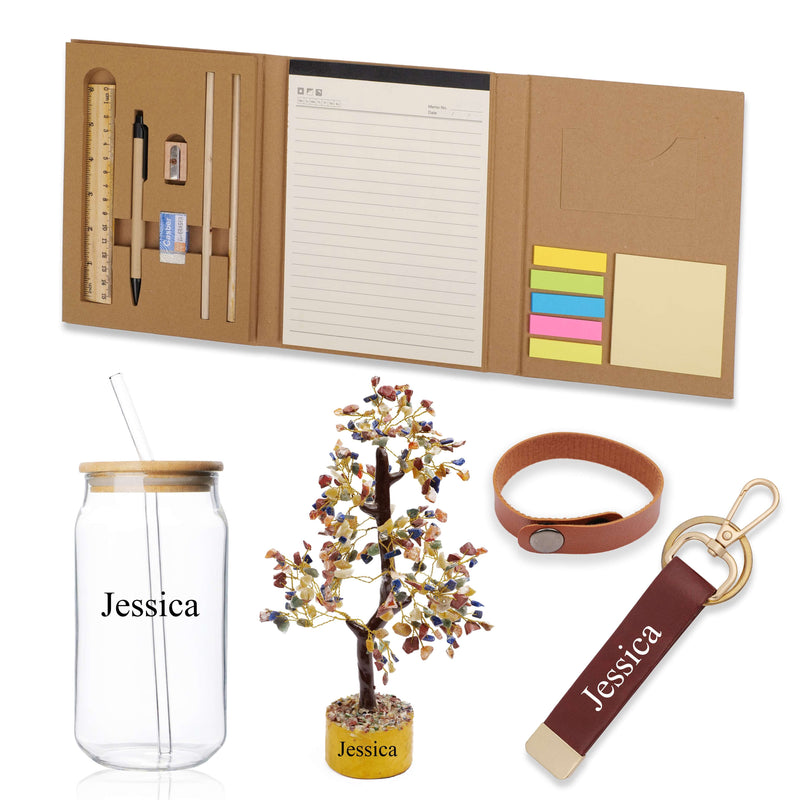 Personalized Brown Diary, Lucky Tree and Tumbler Gift Set