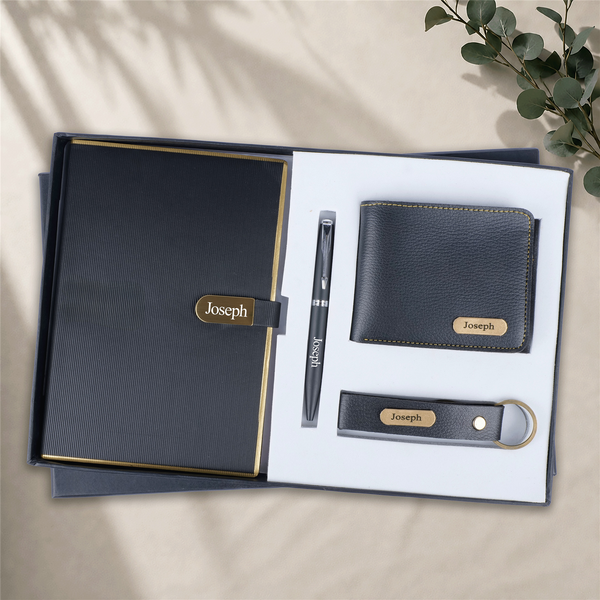 Personalized Diary, Pen, Keychain and Men Wallet Set