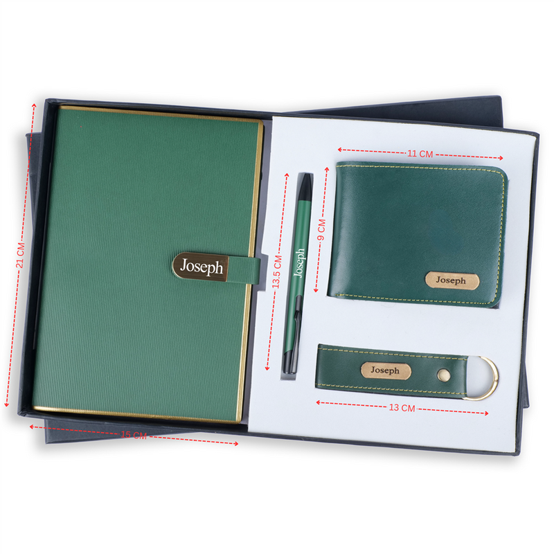 Personalized Diary, Pen, Keychain and Men Wallet Set