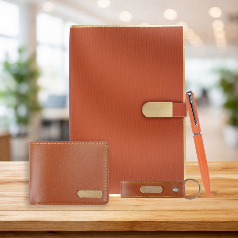 Personalized Diary, Pen, Keychain and Men Wallet Set