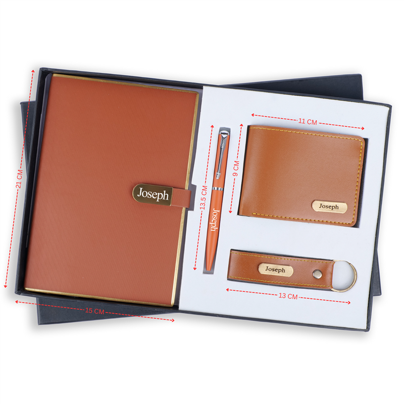 Personalized Diary, Pen, Keychain and Men Wallet Set