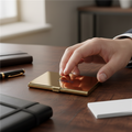 Personalized Gold Box Pen and Card Holder Set