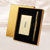 Personalized Gold Box Pen and Card Holder Set