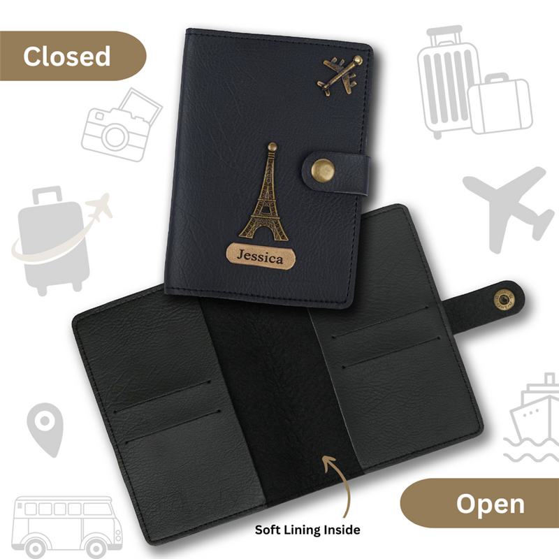 Personalized Leather Wallet, Passport Cover, Luggage Tag & Eyewear Case Giftset