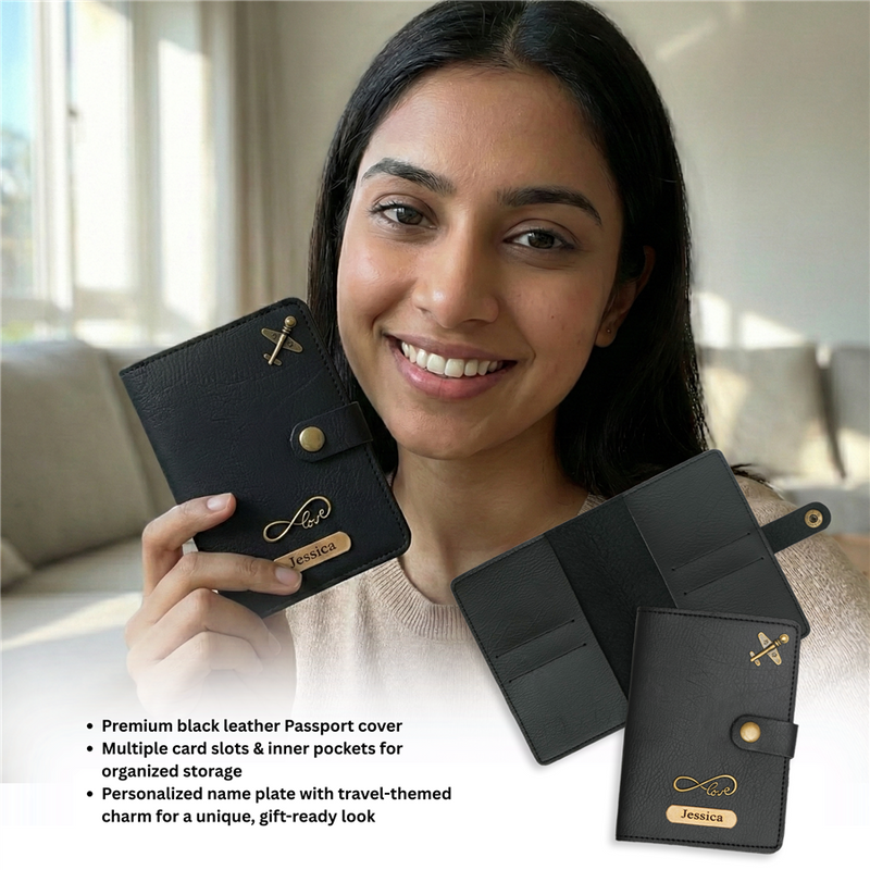 Personalized Luxury Travel Gift Set (Hat, Bottle, Passport Cover, Eyemask & Pillow)
