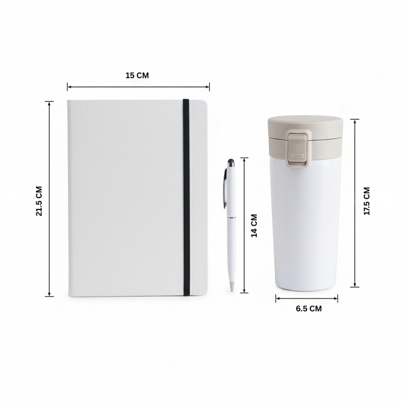Personalized Set of 3-in-1 Diary, Pen and Tumbler