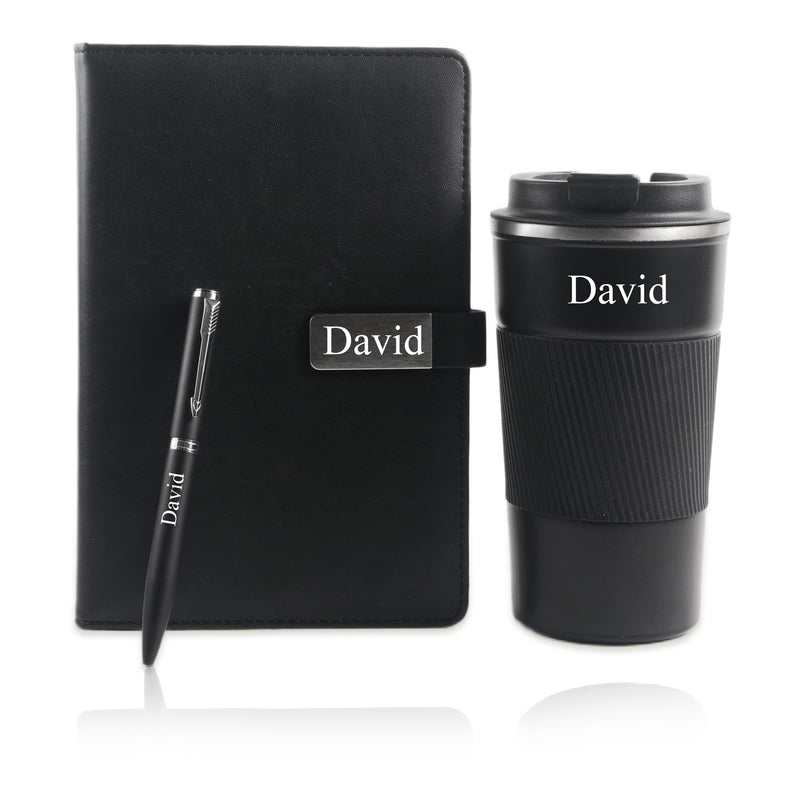 Personalized Set of 3-in-1 Diary, Tumbler and Pen