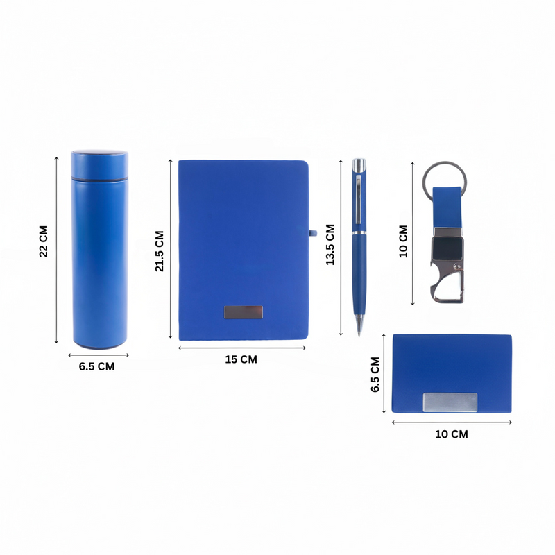Personalized Set of 5-in-1 Diary, Pen, Bottle, Card Holder and Keychain