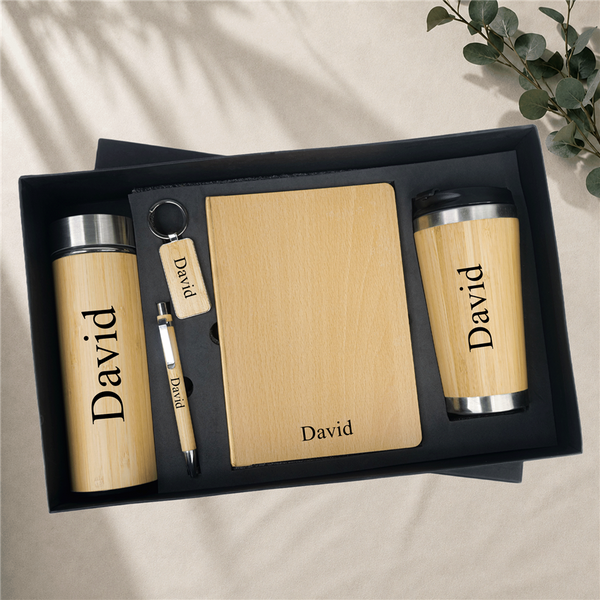 Personalized Set of 5-in-1 Diary, Tumbler, Pen, Keychain and Bottle