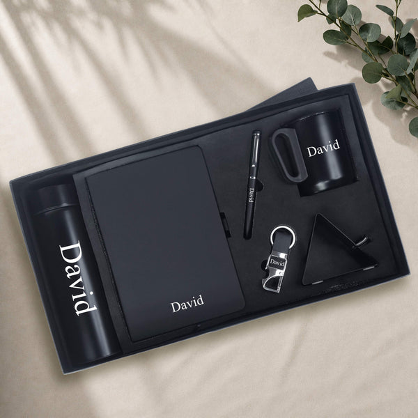 Personalized Set of 6-in-1 Diary, Keychain, Pen, Mug, Bottle and Phone Stand