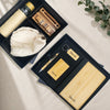 Personalized Set of 6-in-1 Diary, Wooden Calendar, Pen, Glass Bottle and Keychain