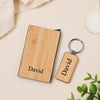 Personalized Set of 6-in-1 Diary, Wooden Calendar, Pen, Glass Bottle and Keychain